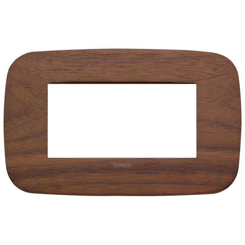 Placca Vimar Arkè Round 4 moduli Legno naturale noce 19684.51