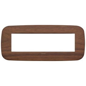 Placca Vimar Arkè Round 7 moduli Legno naturale noce 19687.51