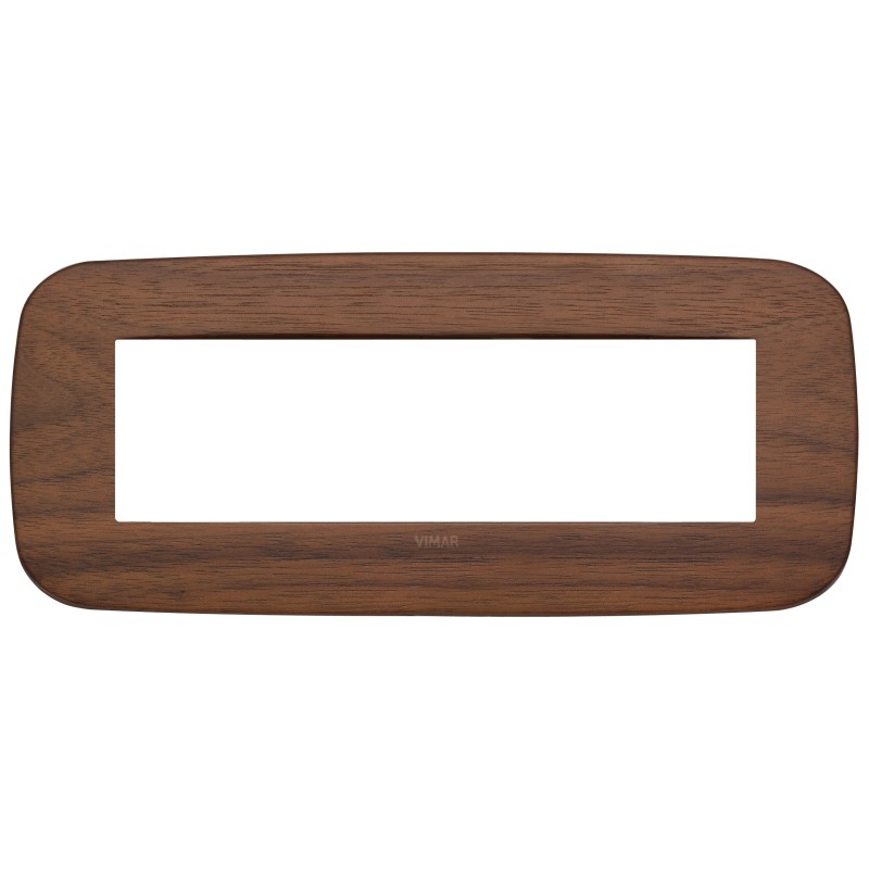 Placca Vimar Arkè Round 7 moduli Legno naturale noce 19687.51