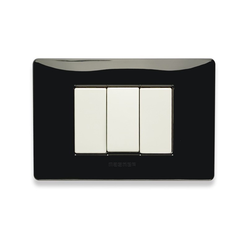 Placca Master Mix Nero Panther in tecnopolimero 3 posti 21MX203