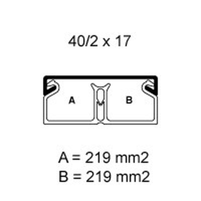 Canalina Bocchiotti TMC 40/2x17 W due scomparti stecca 2 metri B00605