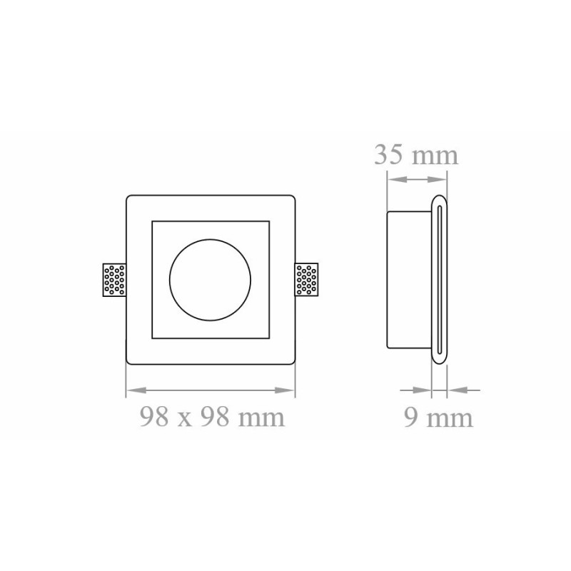 Faretto in gesso quadrato con staffe regolabili Lampo DIKCG/25