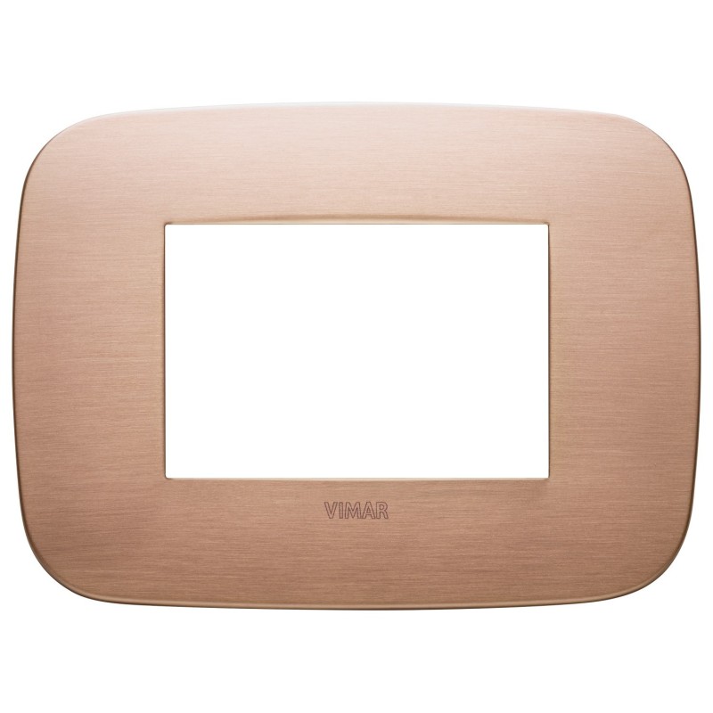 Placca Vimar Arkè Round 3 moduli Rame spazzolato 19683.11