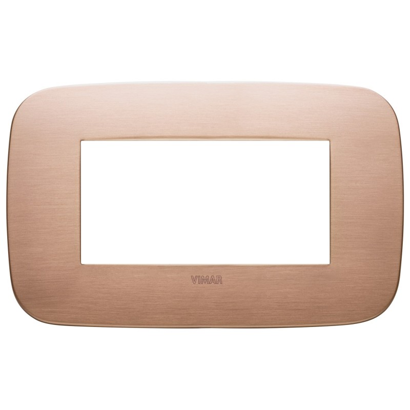 Placca Vimar Arkè Round 4 moduli Rame spazzolato 19684.11
