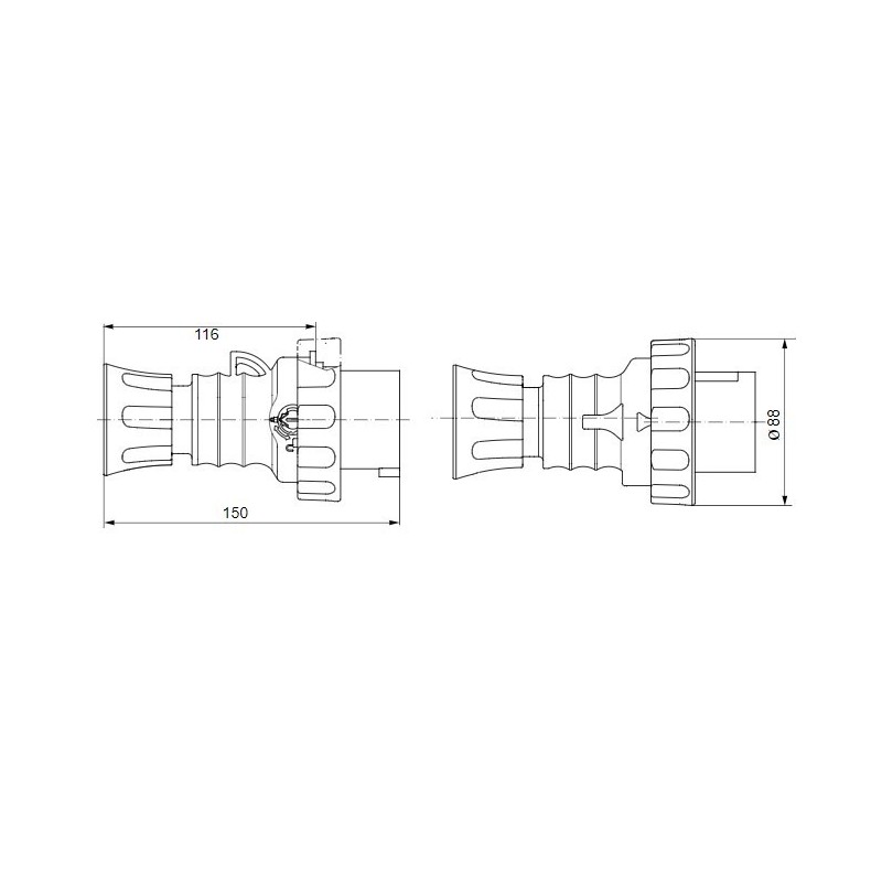 Spina CEE 3P+N+T cablaggio a vite IP67 16A GW60031H