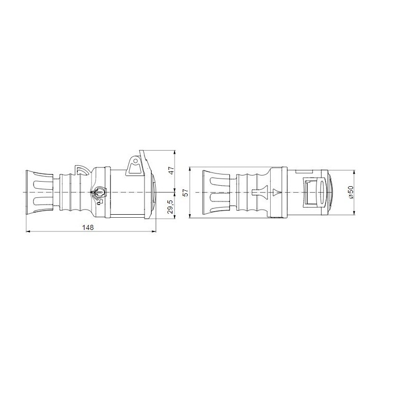 Presa CEE 2P+T cablaggio a vite IP44 16A GW62004H