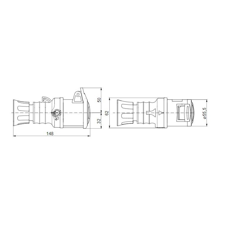 Presa CEE 3P+T cablaggio a vite IP44 16A GW62008H