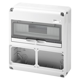 Quadro per due prese interbloccate orizzontali senza base portafusibili 16 e 32A 14 moduli GW68006N
