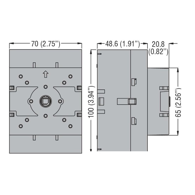 misure Sezionatore Tripolare 63A senza maniglia Lovato GA063C