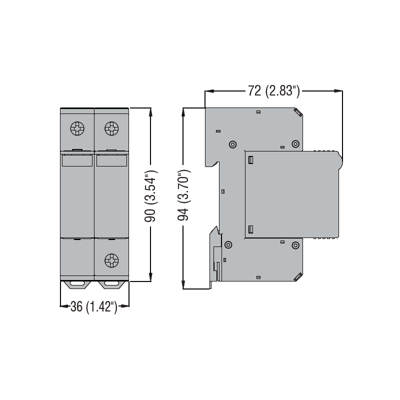Dimensione Scaricatore di Sovratensione Tipo 2 600VDC - Lovato SA2DG600M2