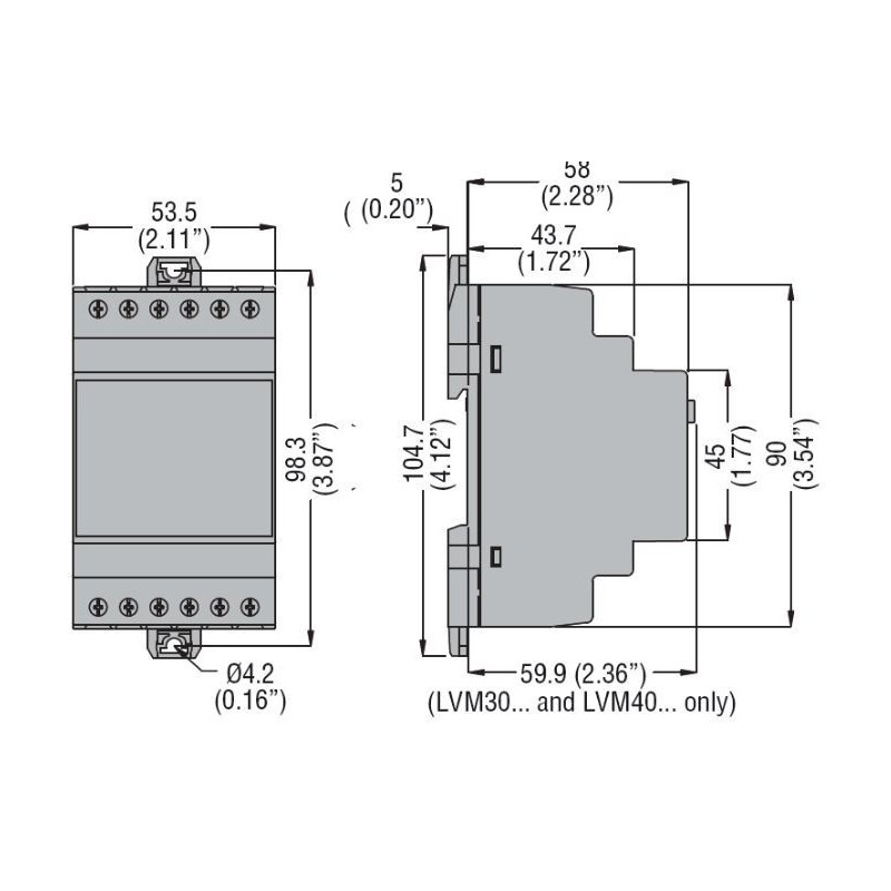 Dimensioni RELE' DI LIVELLO 220-240VAC MULTIFUNZIONE LOVATO LVM40A240