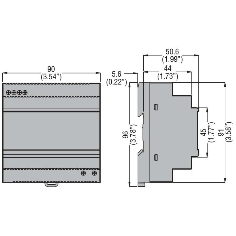 Dimensioni ALIMENTATORE SWITCHING 24DC 4,2A 100W 5,5M LOVATO PSL1M10024