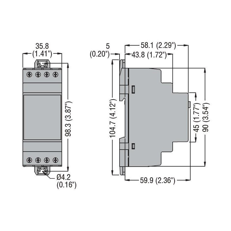 Dimensioni RELE' PROT.RETE MONO.208-240VAC PMV55A240