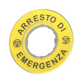 Etichetta rettangolare per ARRESTO EMERGENZA GIALLO 3D  con foro Ø60   ZBY9620
