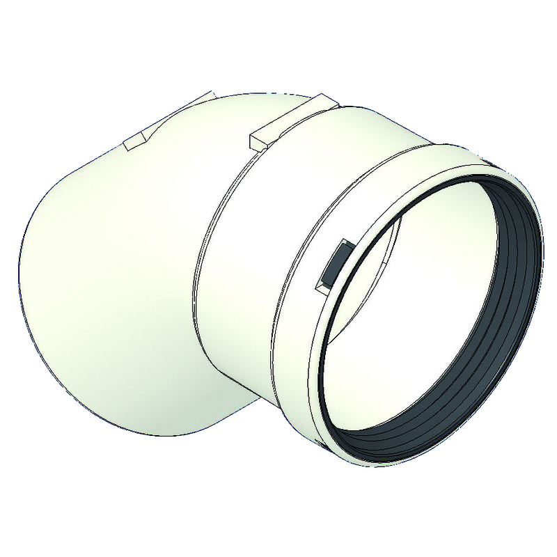 Curva MF 45° in P.P. diametro 80  con guarnizione TECNOGAS 51276