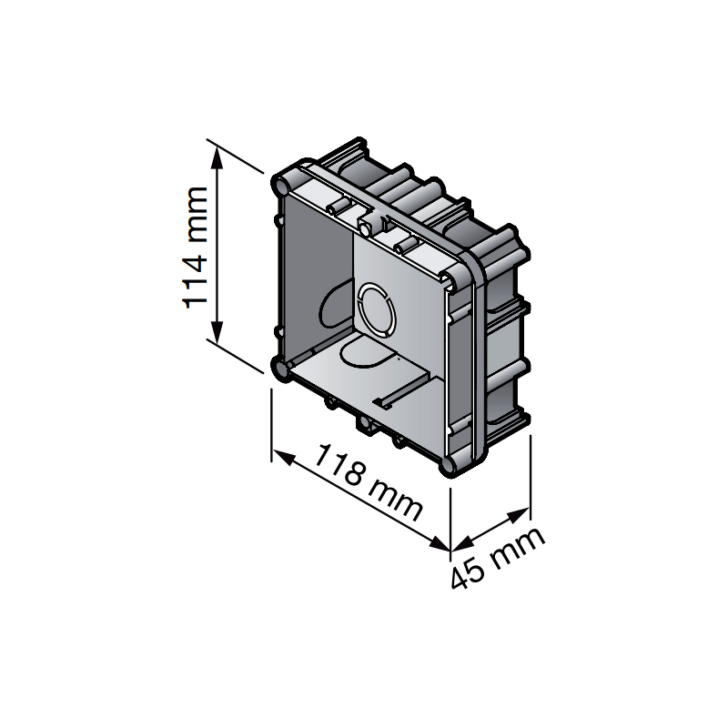 Dimensioni scatola Urmet a incasso per 1 modulo 1145/51