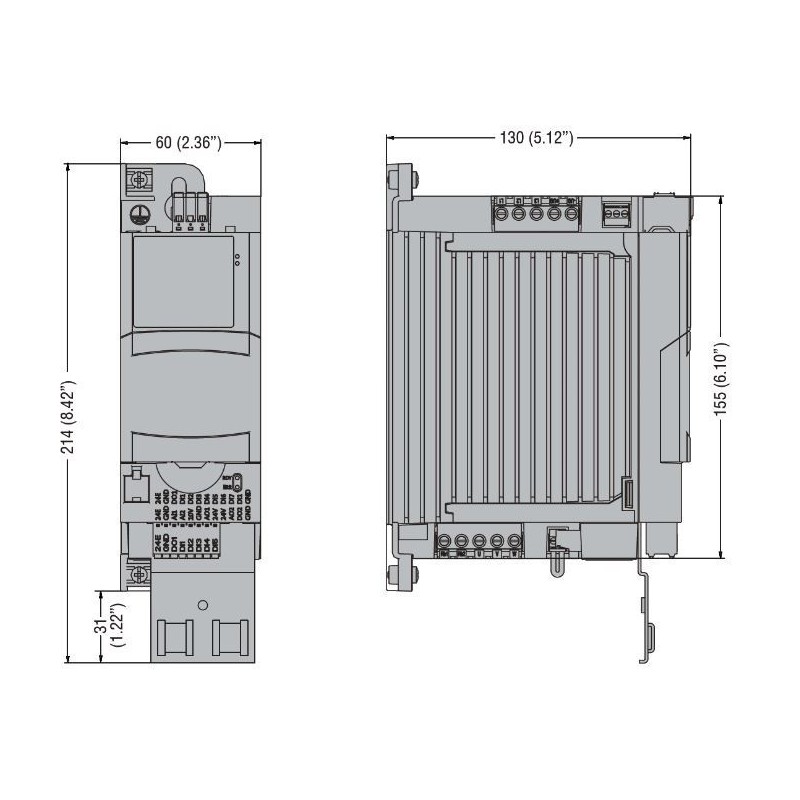 Inverter per motore trifase IP20 0,4kW con Display Retroilluminato LOVATO VLB30004A480