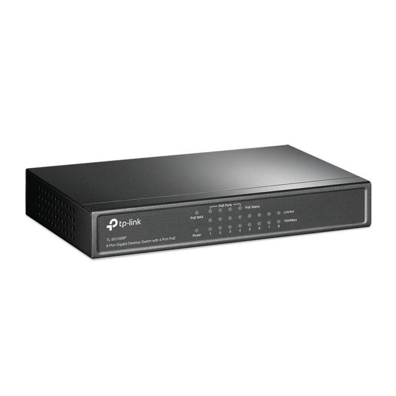 Switch Hub 10/100/1000Mbps 8 Porte e 4 Porte PoE TP-LINK TLSG1008P