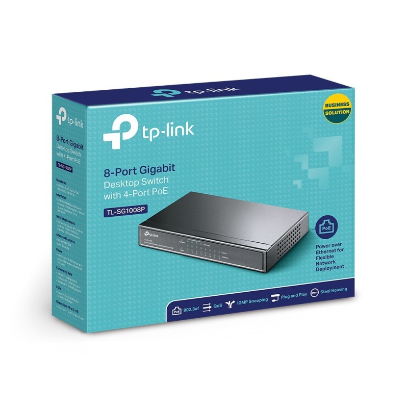 Switch Hub 10/100/1000Mbps 8 Porte e 4 Porte PoE TP-LINK TLSG1008P