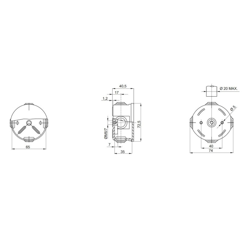 Cassetta di derivazione diametro 65 con passacavi GEWISS GW44001