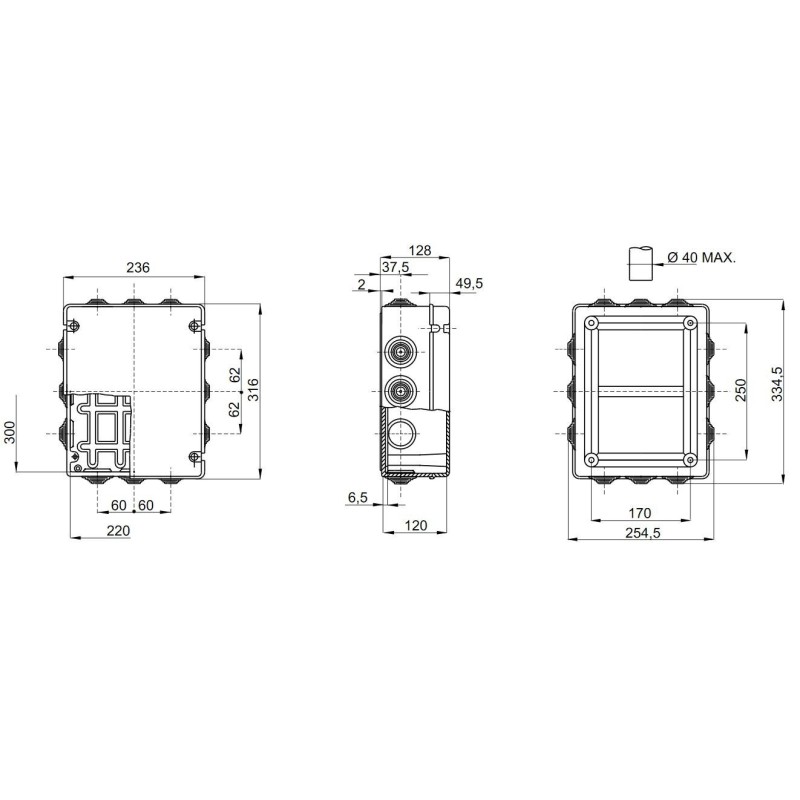 Cassetta di derivazione 300x220 con passacavi GEWISS GW44009
