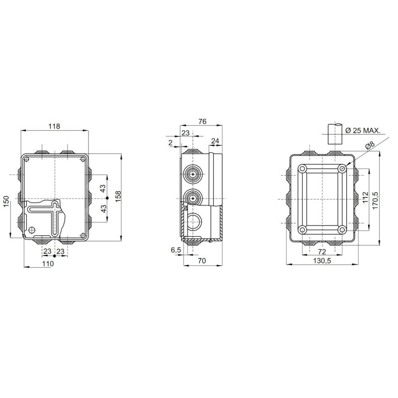 Cassetta di derivazione 150x110 con passacavi GEWISS GW44026