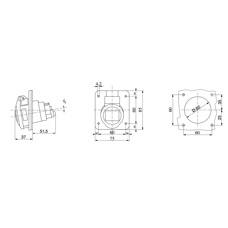 Presa CEE Fissa da Incasso Rossa 3P+N+T 16A 380V Gewiss 62210H