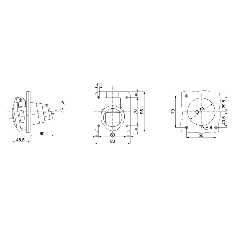 Presa CEE Fissa da Incasso Rossa 3P+N+T 32A 380V Gewiss 62221H