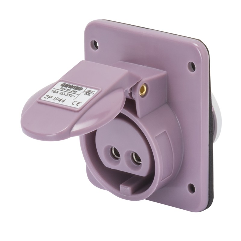 Presa CEE Fissa da Incasso Viola 2P 16A 24V Cablaggio a Vite Gewiss 62265