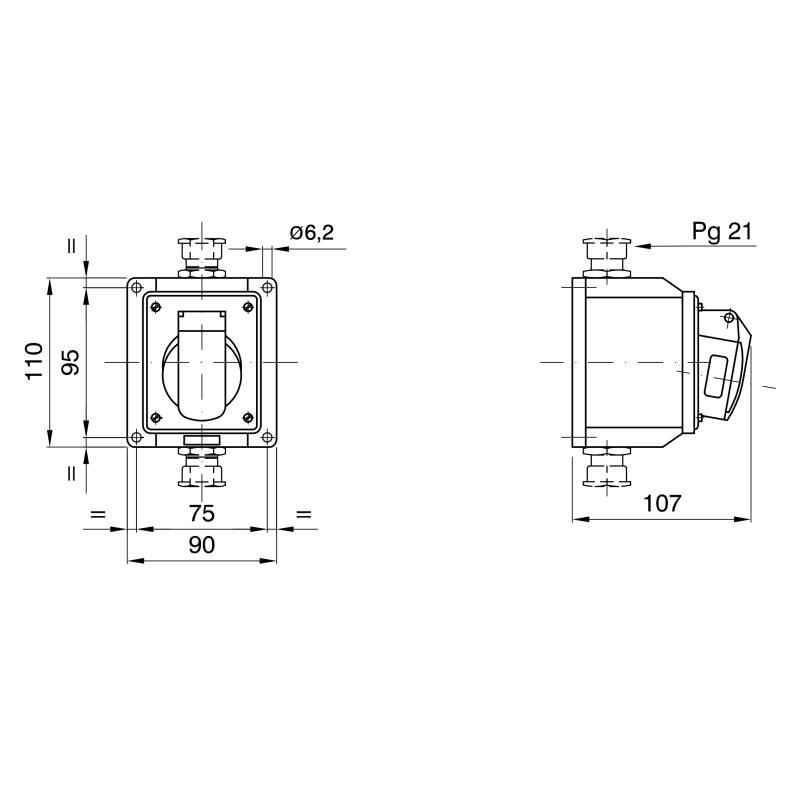 Presa CEE Fissa a Parete Viola 2P 16A 24V Cablaggio a Vite Gewiss 62456