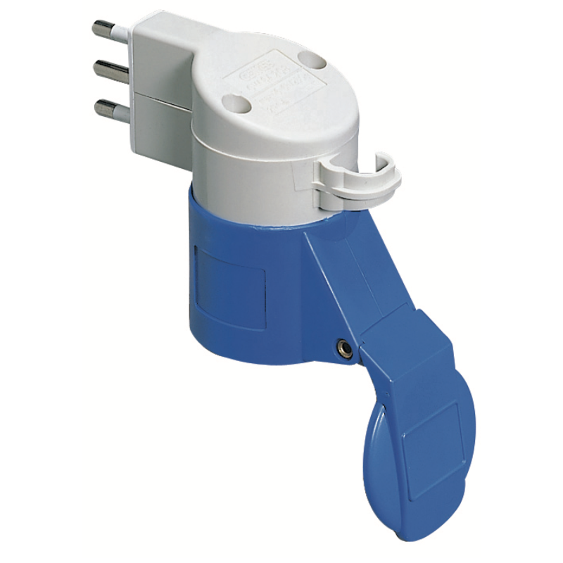 Adattatore da Presa Civile a Presa Industriale 2P+T Blu 16A 230V Gewiss 64208