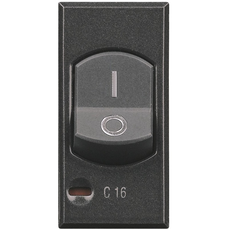 Interruttore Automatico Magnetotermico Bipolare 1 Polo Protetto 16A 3kA 1 Posto Serie Civili Bticino Axolute Scura HS4301/16