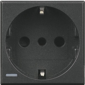 Presa Schuko/Italiana 10A 2 Posti Serie Civili Bticino Axolute Scura HS4140