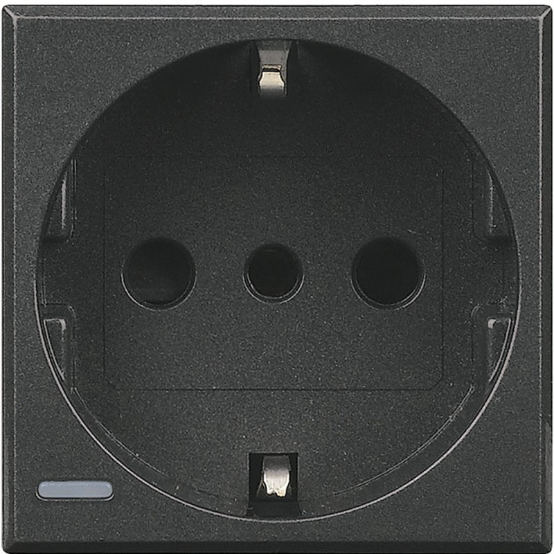 Presa Schuko/Italiana 10A 2 Posti Serie Civili Bticino Axolute Scura HS4140
