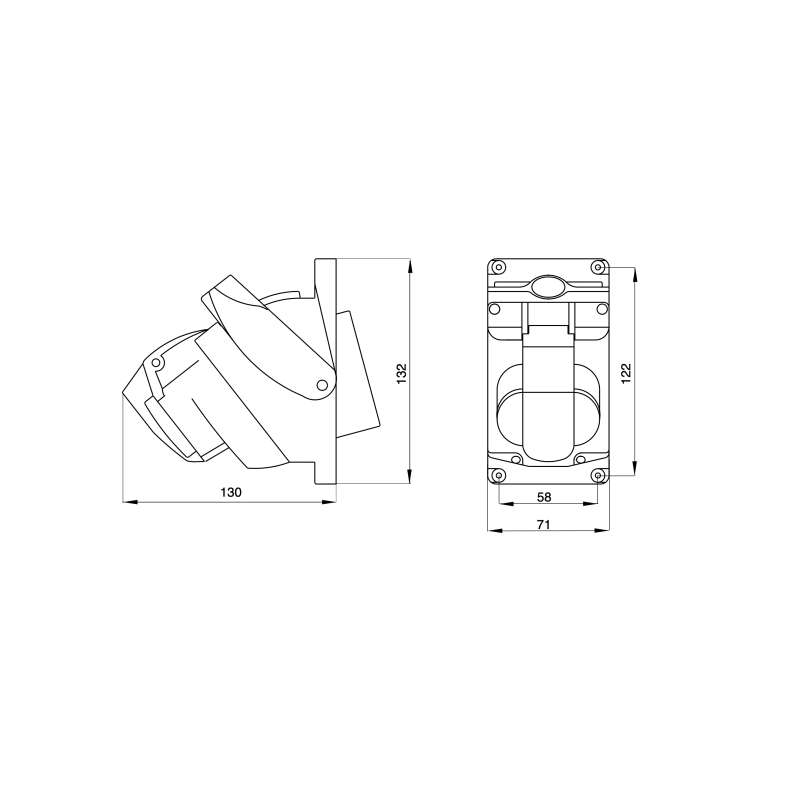 Presa Fissa interbloccata 3P+N+T 32A 480/500V IP55 Gewiss 66486