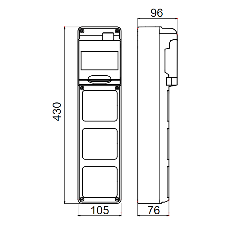 Quadretto 5 Moduli con 3 flange per prese CEE incasso Gewiss GW68001N