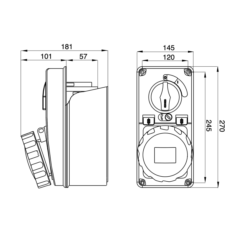 Presa interbloccata con Portafusibili 3P+N+T 63A 380V IP67 Gewiss 67253N