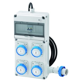 Quadretto completo di 4 prese IP65 spina ,cavo e interruttore generale Gewiss GW68204N