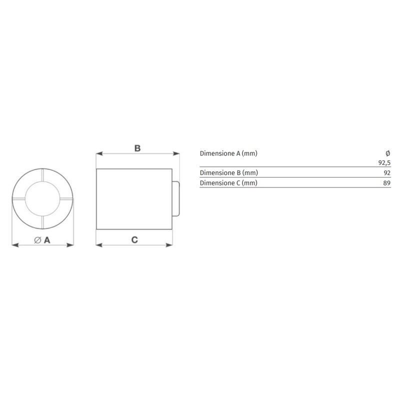 Dimensioni aspiratore elicoidale da condotto GHOST Vortice 11110