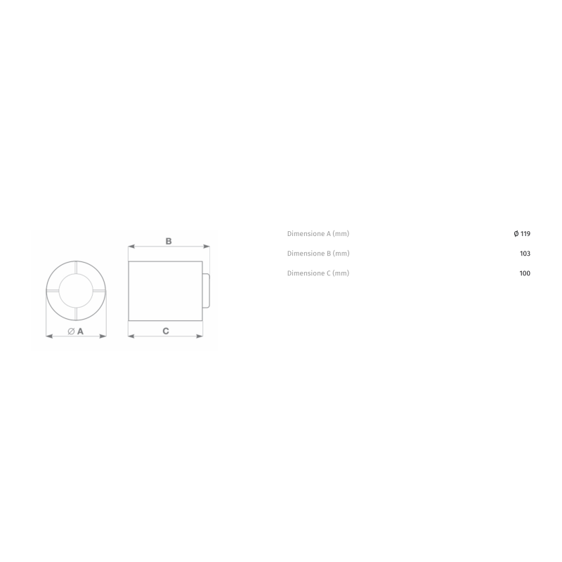 Aspiratore elicoidale da condotto diametro 120 Vortice GHOST MG 120