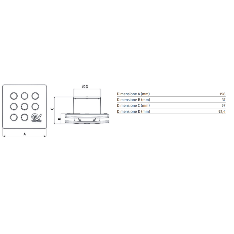 Aspiratore diametro 90 elicoidale da muro PUNTO FOUR MFO 90/3.5" Vortice 11143