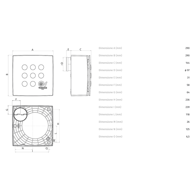 Aspiratore Centrifugo da Condotto diametro 100 a 3 Velocità Vortice Super