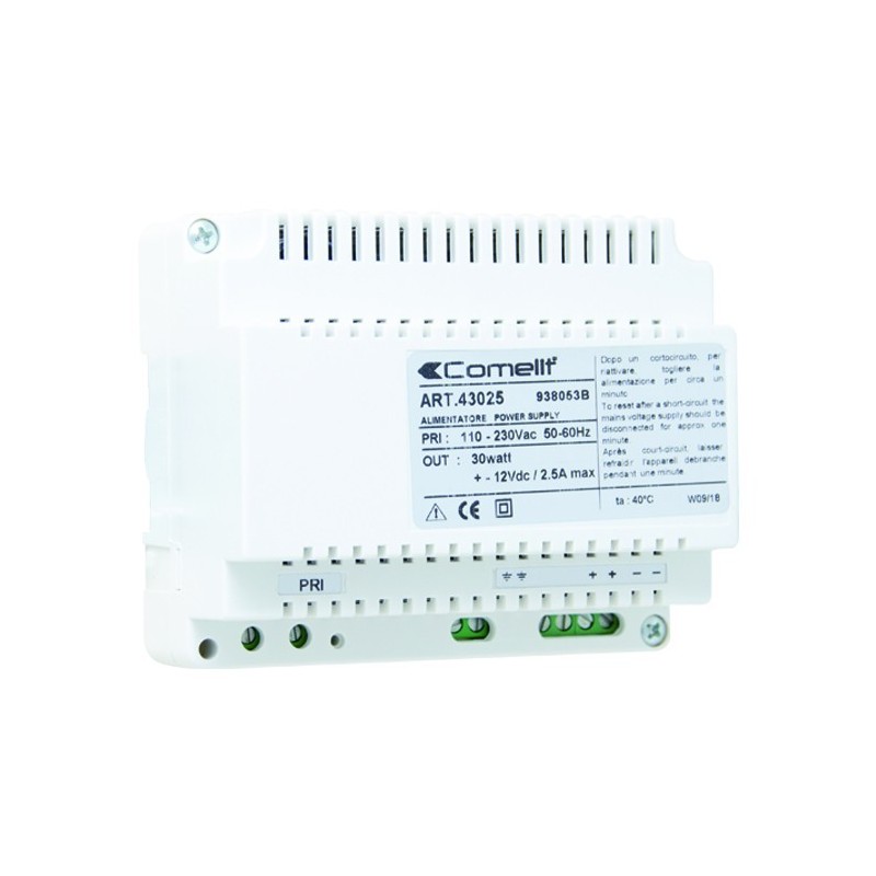 Alimentatore 12V 2.5A per Sistemi di Videosorveglianza Analogico Comelit 43025