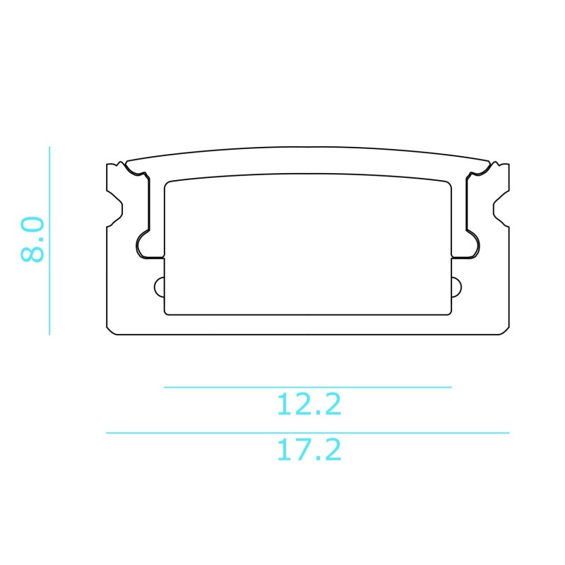Profilo in Alluminio da 2Mt per Strisce Led da superficie con Diffusore Opale Nobile BARRA/3A/S