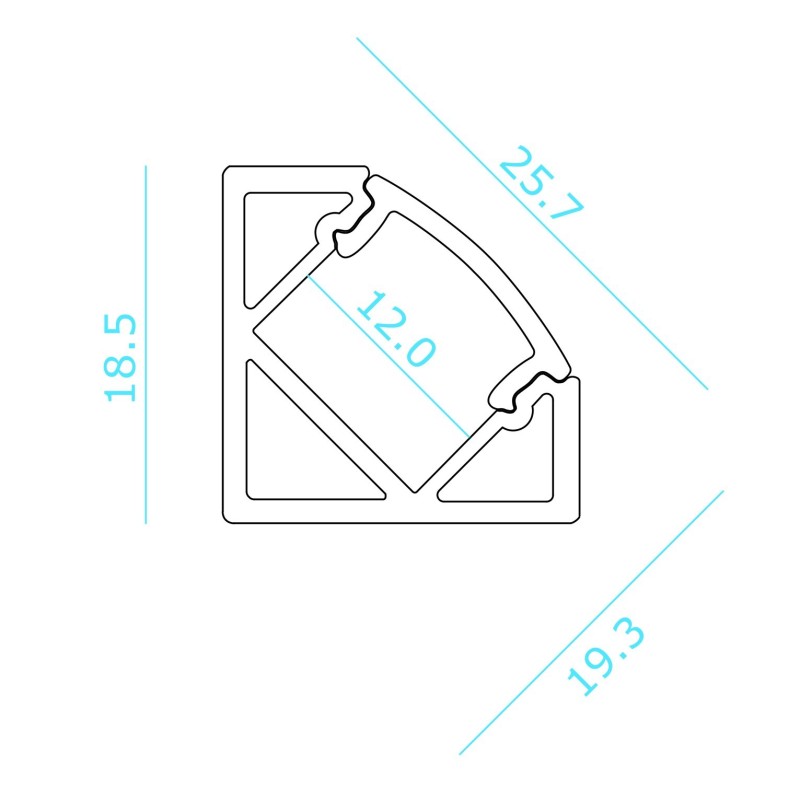 Profilo in Alluminio da 2Mt per Strisce Led Angolare con Diffusore Opale Nobile BARRA/6/S