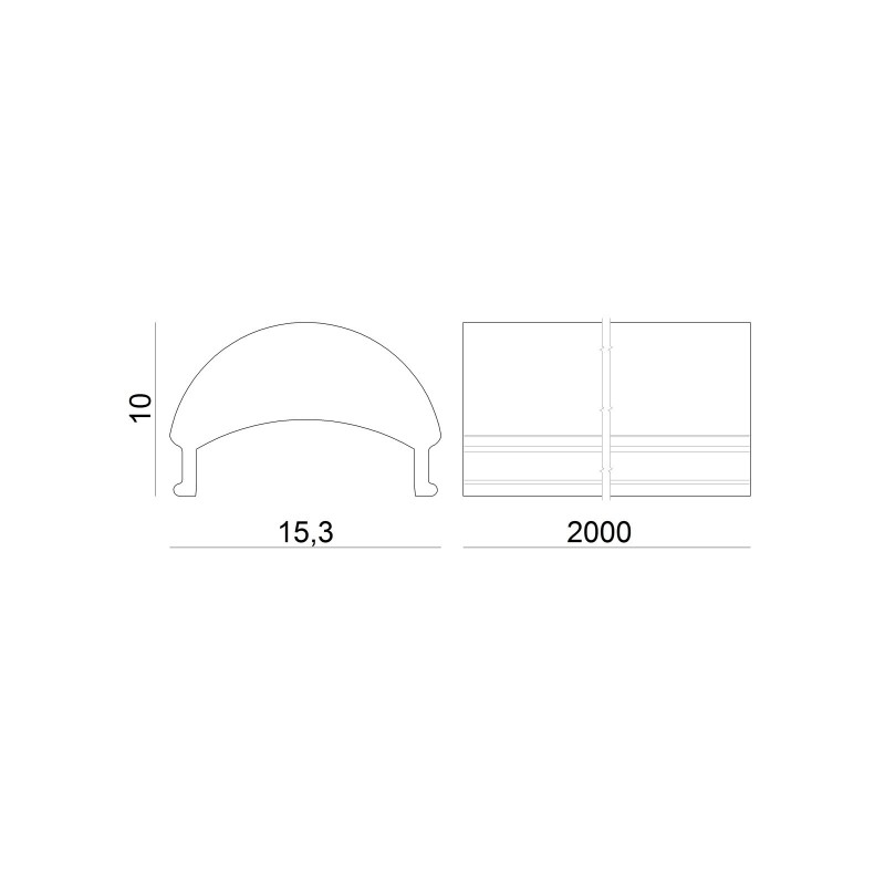 Cover in Policarbonato Satinato da 2Mt per Profilo in Alluminio per Strisce Led Linea Light 98925