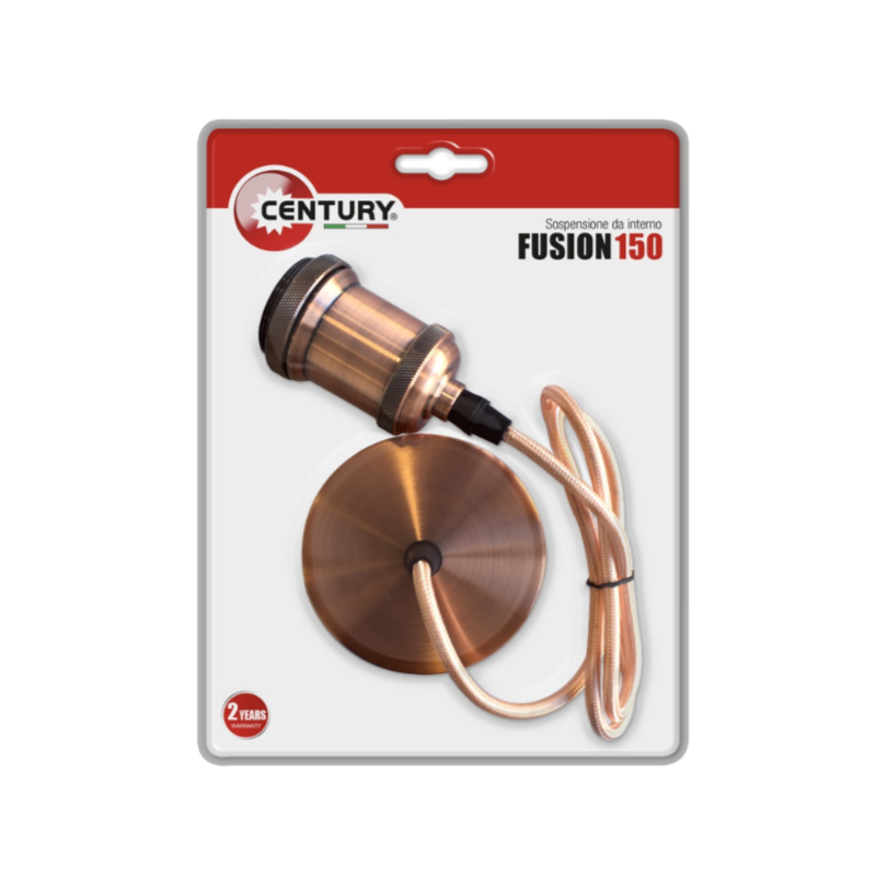 Portalampada a Sospensione Rame Anticato con Attacco Lampada E27 Century Fusion 150 FSRGV-150