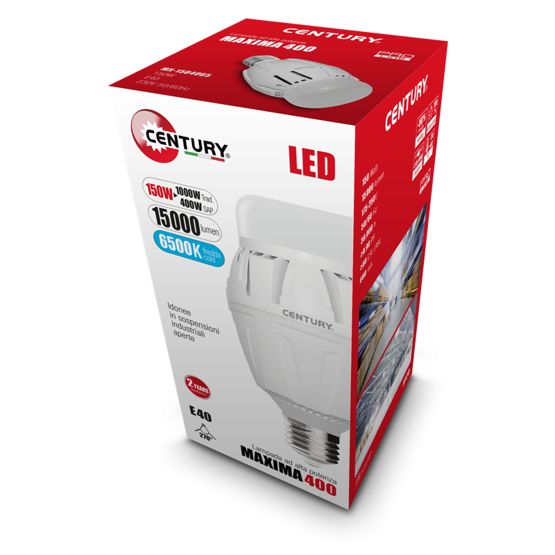 Lampada a Led 150W 6500°K Luce Fredda E40 Century Maxima MX-1504065