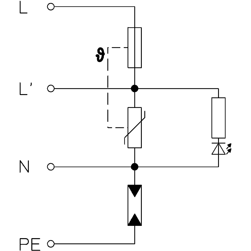 Scaricatore di sovratensione di tipo 3 Obo 5092480 SCHEMA