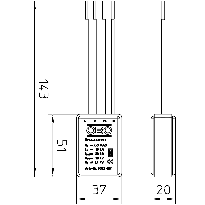 Scaricatore di sovratensione di tipo 3 Obo 5092480